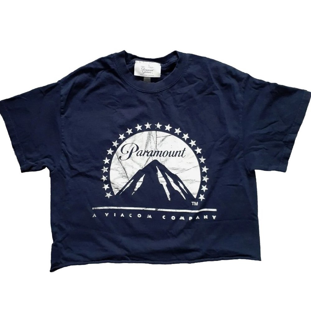 Paramount Pictures Crop Top Tshirt Womens Medium Navy Blue Hollywood California